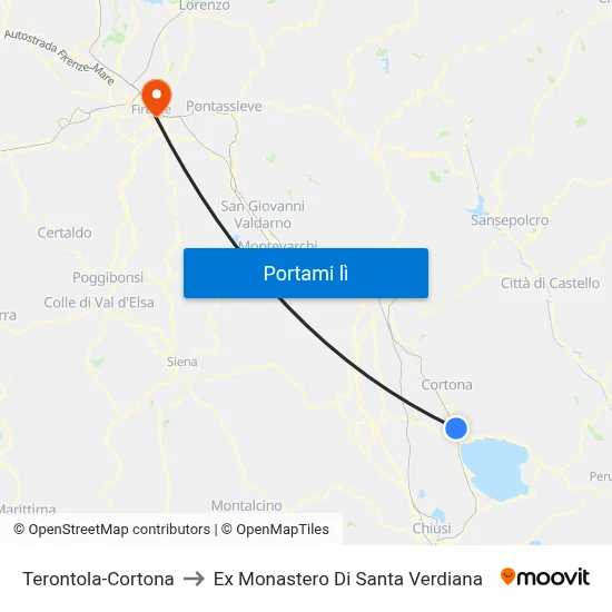 Terontola-Cortona to Ex Monastero Di Santa Verdiana map