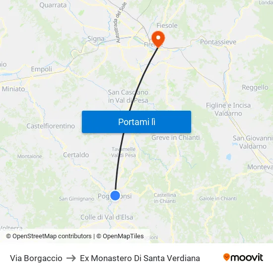 Via Borgaccio to Ex Monastero Di Santa Verdiana map