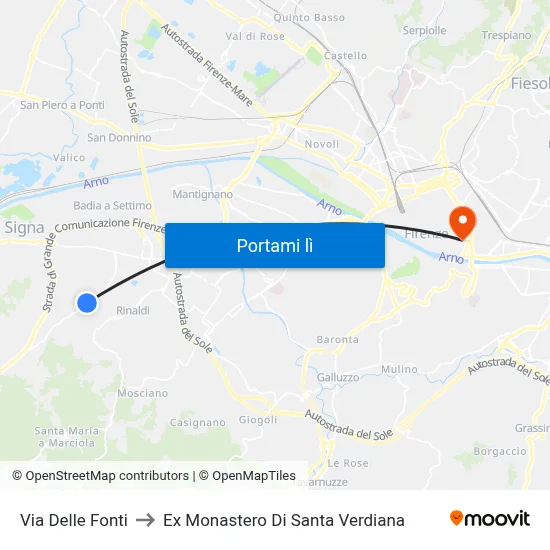 Via Delle Fonti to Ex Monastero Di Santa Verdiana map
