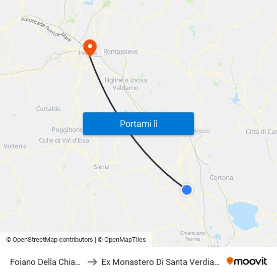 Foiano Della Chiana to Ex Monastero Di Santa Verdiana map