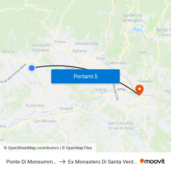 Ponte Di Monsummano to Ex Monastero Di Santa Verdiana map