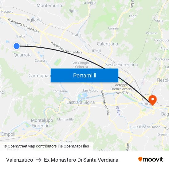 Valenzatico to Ex Monastero Di Santa Verdiana map