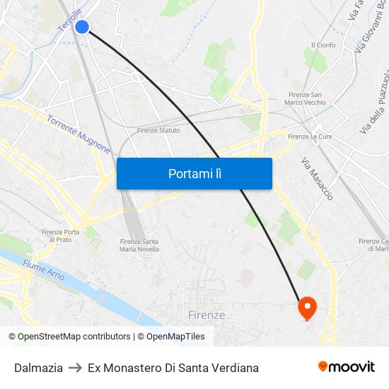 Dalmazia to Ex Monastero Di Santa Verdiana map