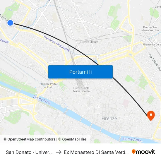 San Donato - Università to Ex Monastero Di Santa Verdiana map