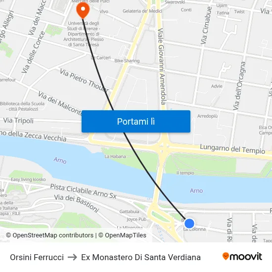 Orsini Ferrucci to Ex Monastero Di Santa Verdiana map