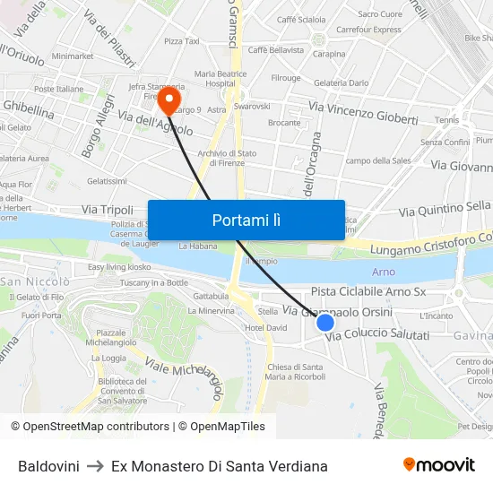 Baldovini to Ex Monastero Di Santa Verdiana map