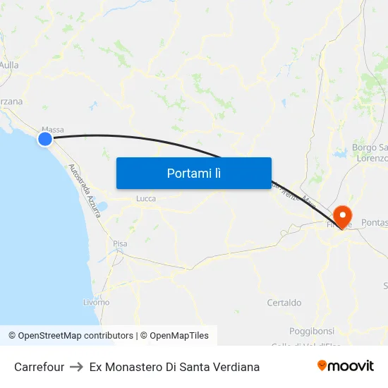 Carrefour to Ex Monastero Di Santa Verdiana map