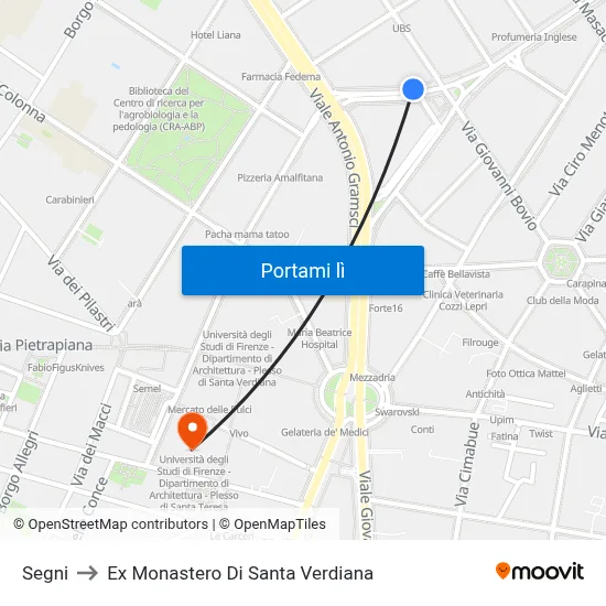 Segni to Ex Monastero Di Santa Verdiana map