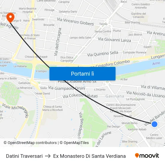 Datini Traversari to Ex Monastero Di Santa Verdiana map