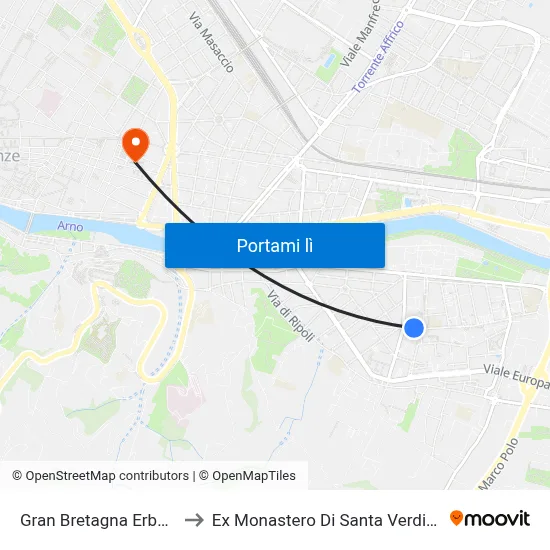Gran Bretagna Erbosa to Ex Monastero Di Santa Verdiana map