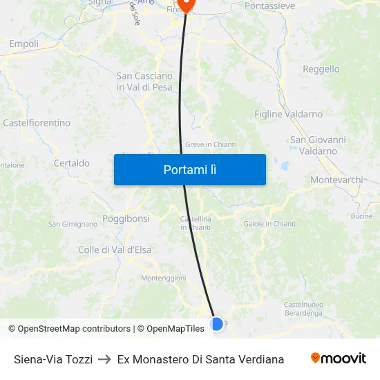 Siena-Via Tozzi to Ex Monastero Di Santa Verdiana map