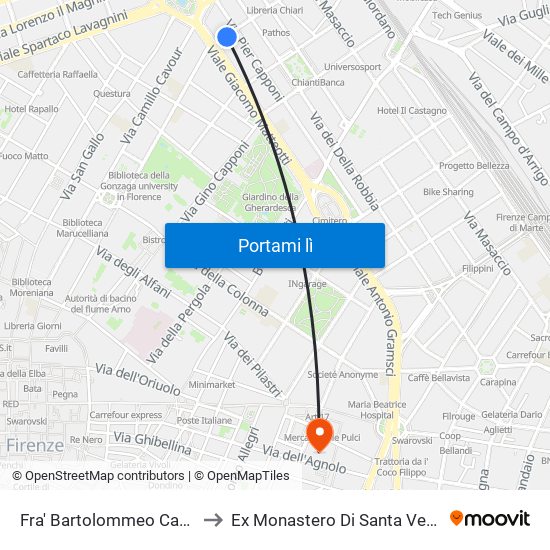Fra' Bartolommeo Capponi to Ex Monastero Di Santa Verdiana map