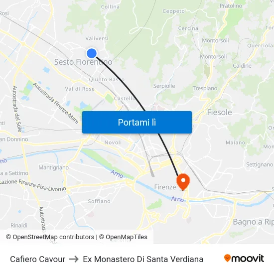 Cafiero Cavour to Ex Monastero Di Santa Verdiana map