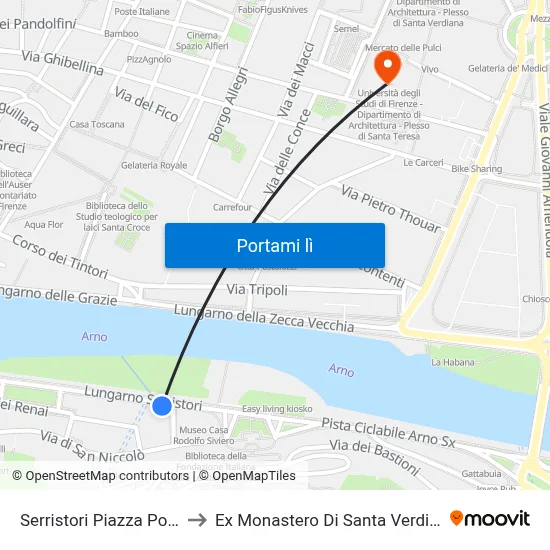 Serristori Piazza Poggi to Ex Monastero Di Santa Verdiana map