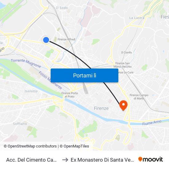 Acc. Del Cimento Campani to Ex Monastero Di Santa Verdiana map