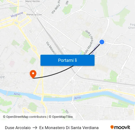 Duse Arcolaio to Ex Monastero Di Santa Verdiana map