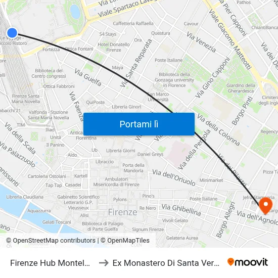 Firenze Hub Montelungo to Ex Monastero Di Santa Verdiana map