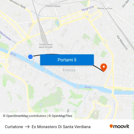 Curtatone to Ex Monastero Di Santa Verdiana map