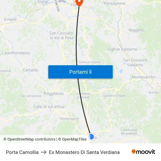 Porta Camollia to Ex Monastero Di Santa Verdiana map