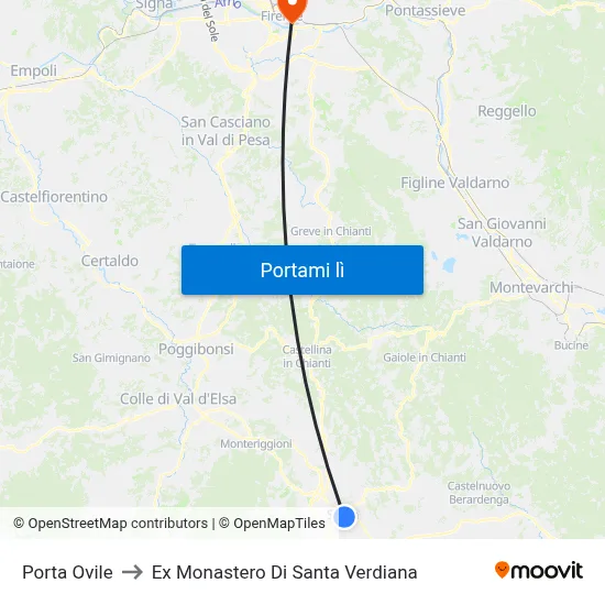 Porta Ovile to Ex Monastero Di Santa Verdiana map
