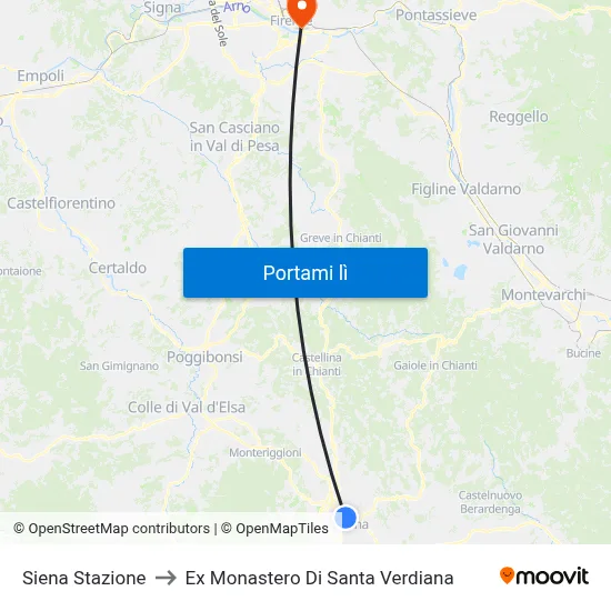 Siena Stazione to Ex Monastero Di Santa Verdiana map