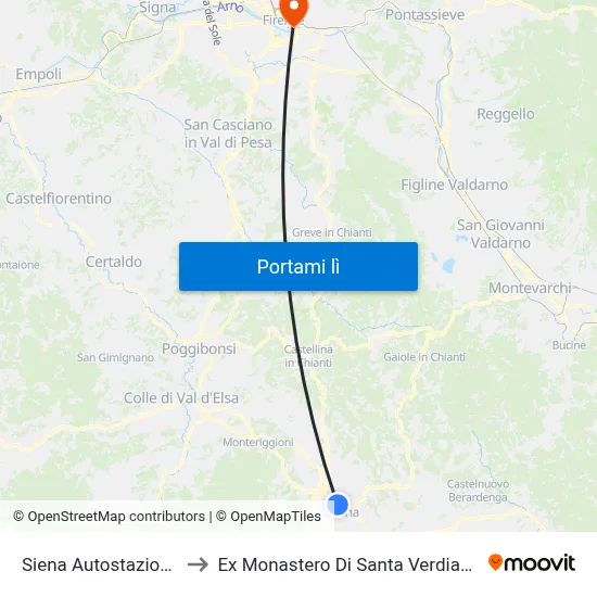 Siena Autostazione to Ex Monastero Di Santa Verdiana map