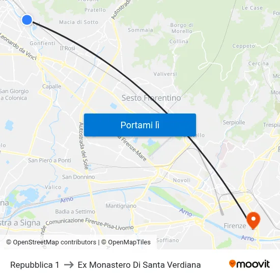 Repubblica 1 to Ex Monastero Di Santa Verdiana map