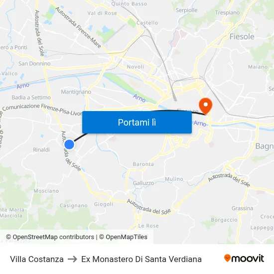 Villa Costanza to Ex Monastero Di Santa Verdiana map