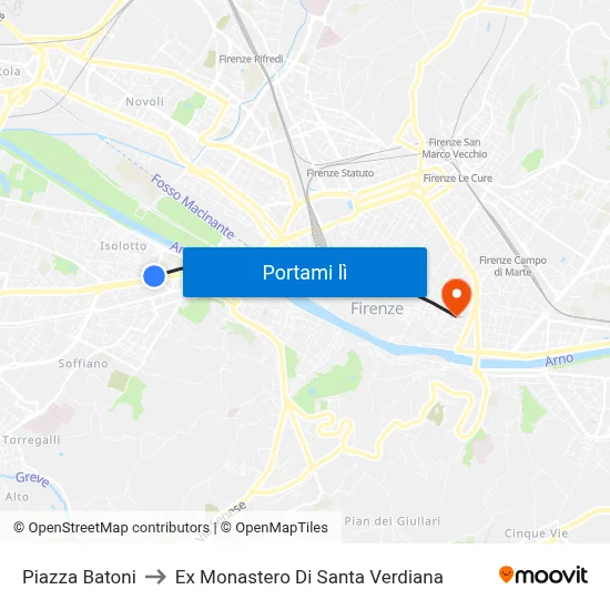 Piazza Batoni to Ex Monastero Di Santa Verdiana map