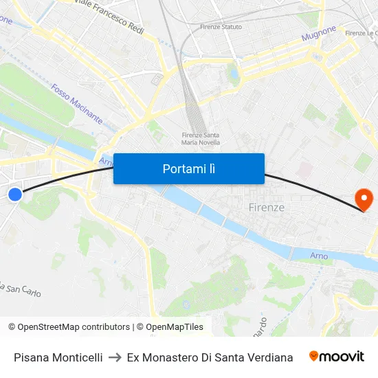 Pisana Monticelli to Ex Monastero Di Santa Verdiana map
