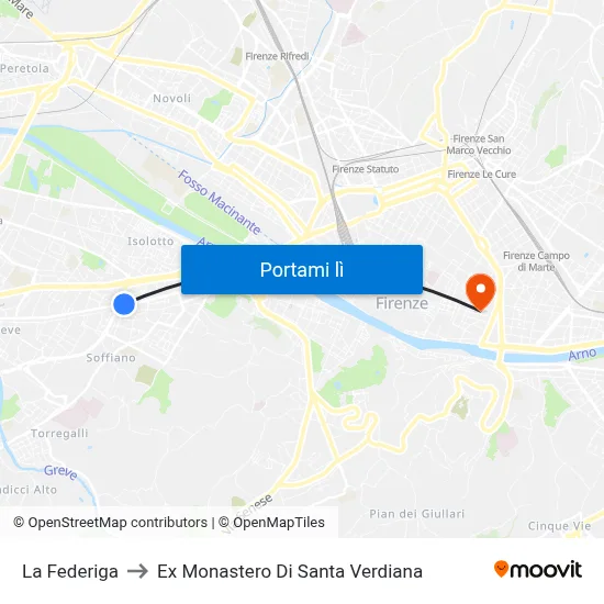 La Federiga to Ex Monastero Di Santa Verdiana map