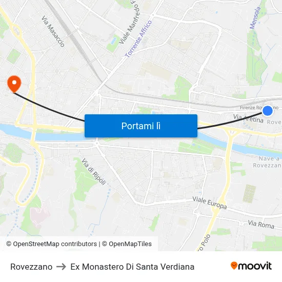 Rovezzano to Ex Monastero Di Santa Verdiana map
