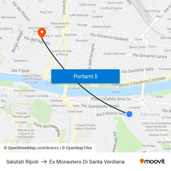 Salutati Ripoli to Ex Monastero Di Santa Verdiana map