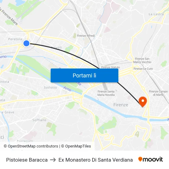 Pistoiese Baracca to Ex Monastero Di Santa Verdiana map