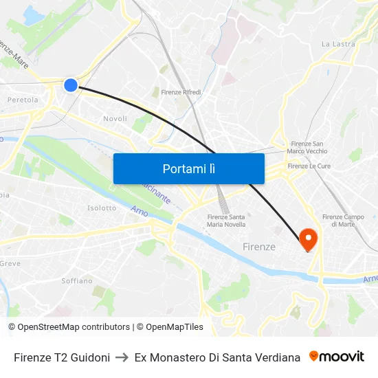 Firenze T2 Guidoni to Ex Monastero Di Santa Verdiana map