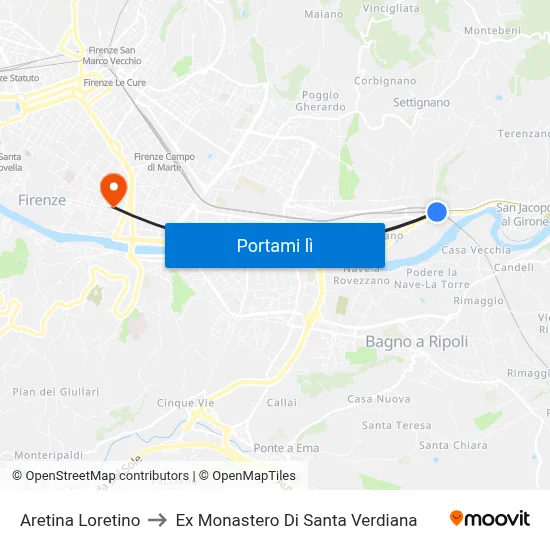 Aretina Loretino to Ex Monastero Di Santa Verdiana map