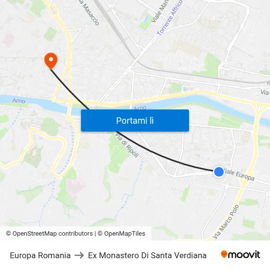 Europa Romania to Ex Monastero Di Santa Verdiana map