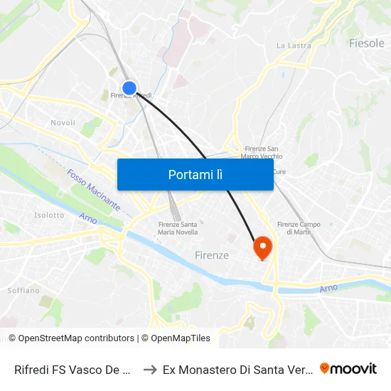 Rifredi FS Vasco De Gama to Ex Monastero Di Santa Verdiana map