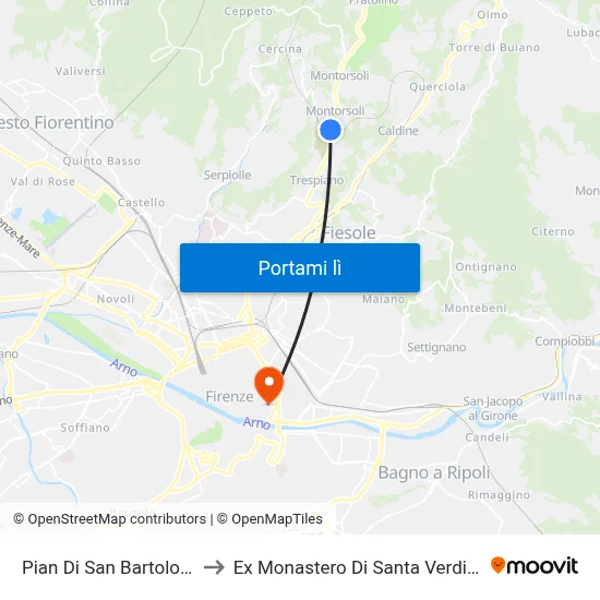Pian Di San Bartolo 03 to Ex Monastero Di Santa Verdiana map