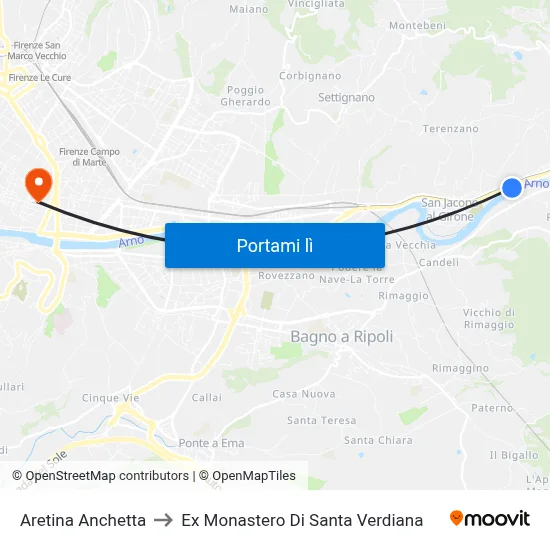 Aretina Anchetta to Ex Monastero Di Santa Verdiana map