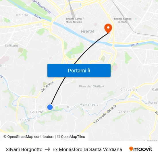 Silvani Borghetto to Ex Monastero Di Santa Verdiana map