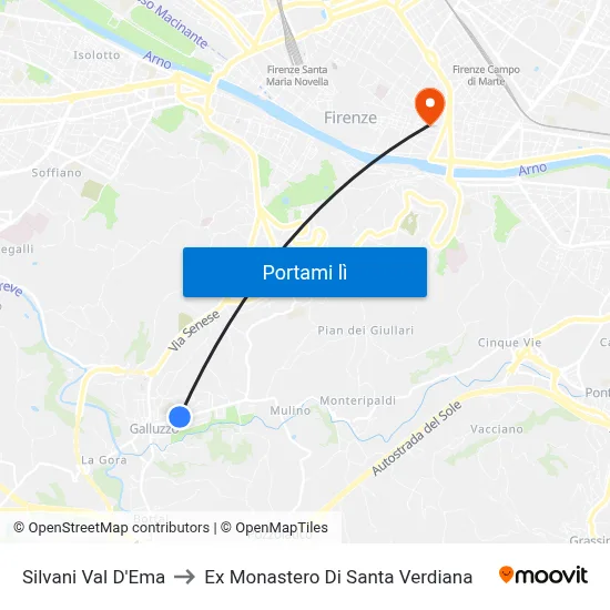 Silvani Val D'Ema to Ex Monastero Di Santa Verdiana map