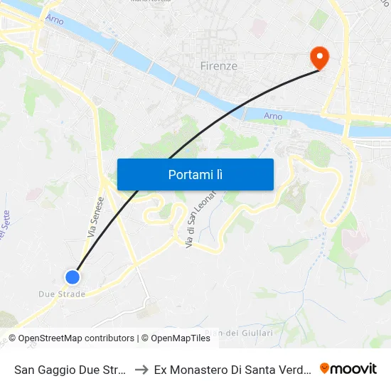 San Gaggio Due Strade to Ex Monastero Di Santa Verdiana map