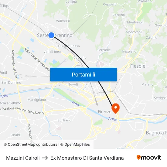 Mazzini Cairoli to Ex Monastero Di Santa Verdiana map