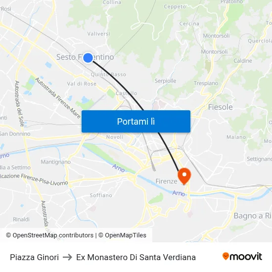 Piazza Ginori to Ex Monastero Di Santa Verdiana map