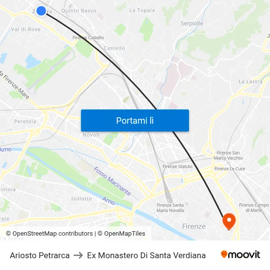 Ariosto Petrarca to Ex Monastero Di Santa Verdiana map
