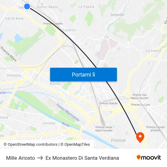 Mille Ariosto to Ex Monastero Di Santa Verdiana map