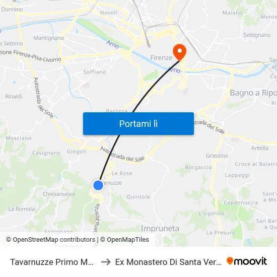 Tavarnuzze Primo Maggio to Ex Monastero Di Santa Verdiana map