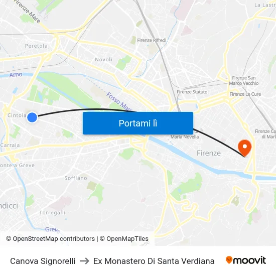 Canova Signorelli to Ex Monastero Di Santa Verdiana map