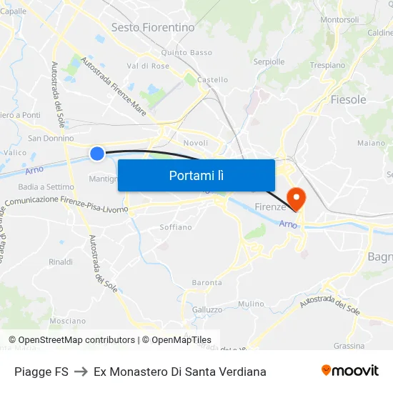 Piagge FS to Ex Monastero Di Santa Verdiana map